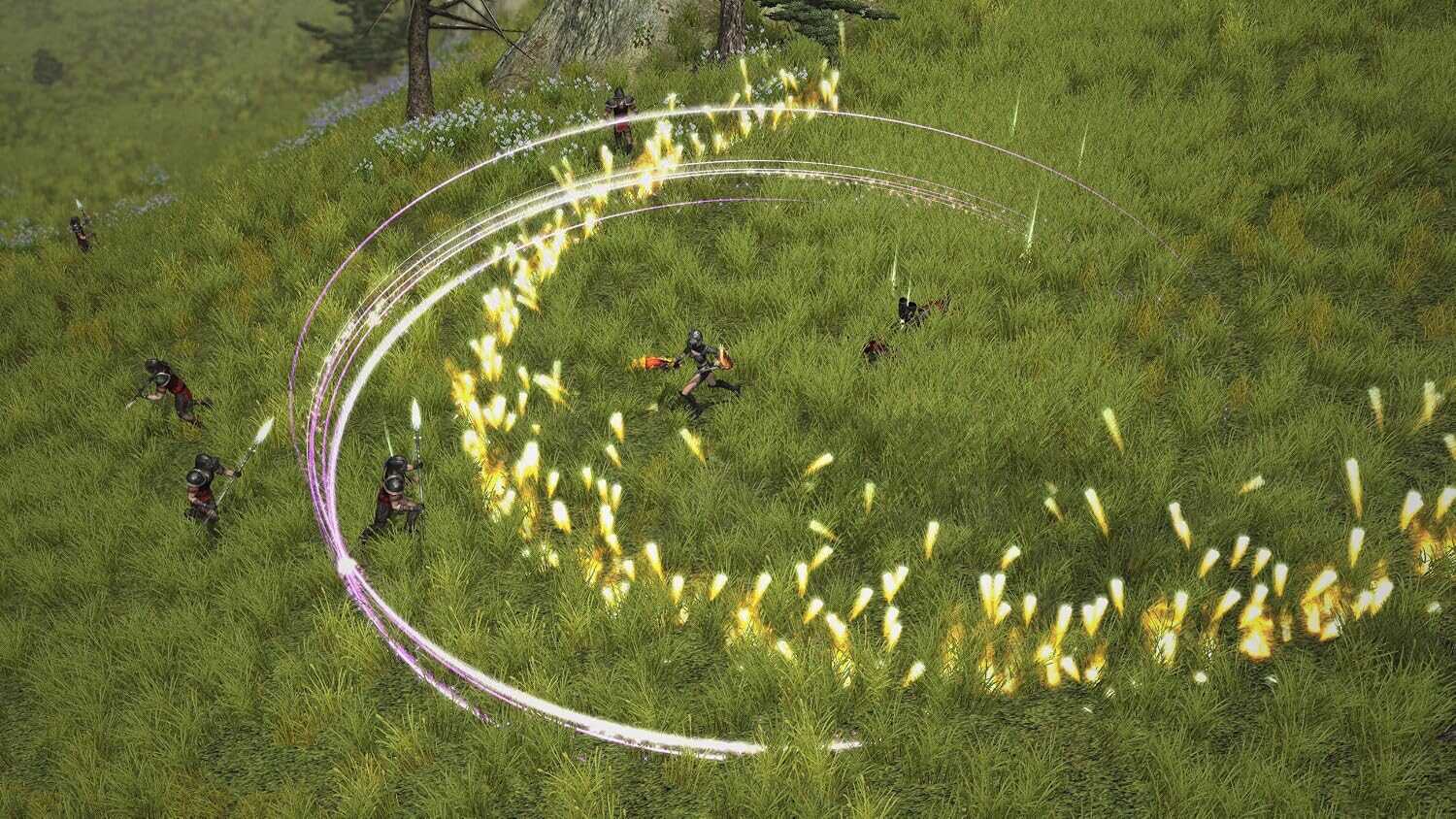 Epic battle scene from Sacred 2 Remaster with magic effects and warriors.