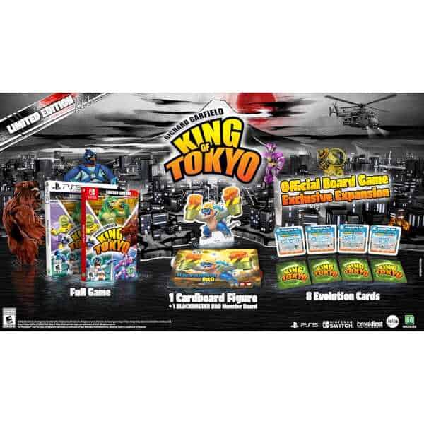 Official King of Tokyo board game with exclusive figures and cards.