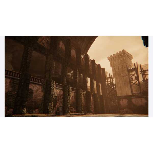 Ancient castle ruins from Anima Gate of Memories I & II Remaster, showcasing detailed medieval archi.
