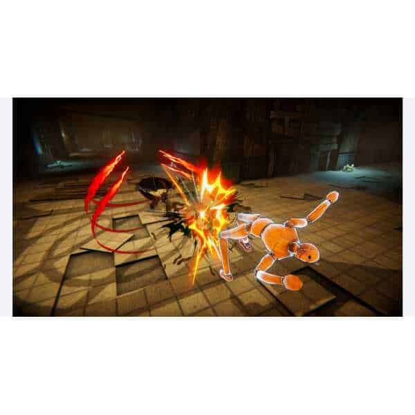 Intense combat scene from Anima Gate of Memories I & II Remaster featuring a robot battling a shadow.