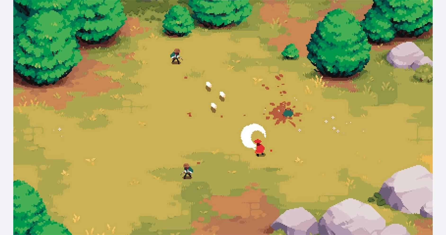 Pixel art scene from Gameware featuring Arco and nature setting.