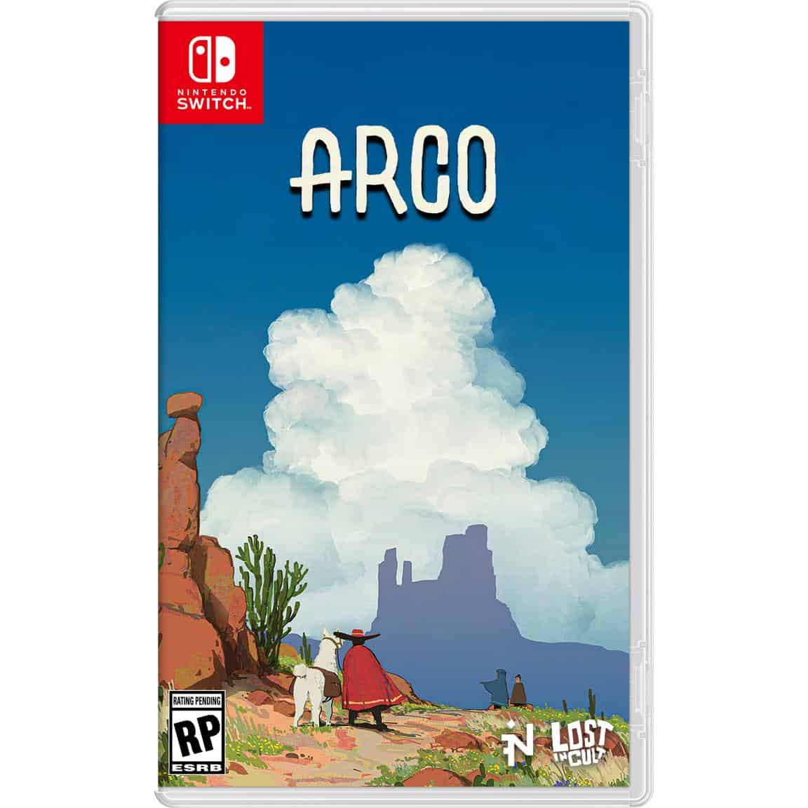 Arco Nintendo Switch game cover with desert landscape and characters.