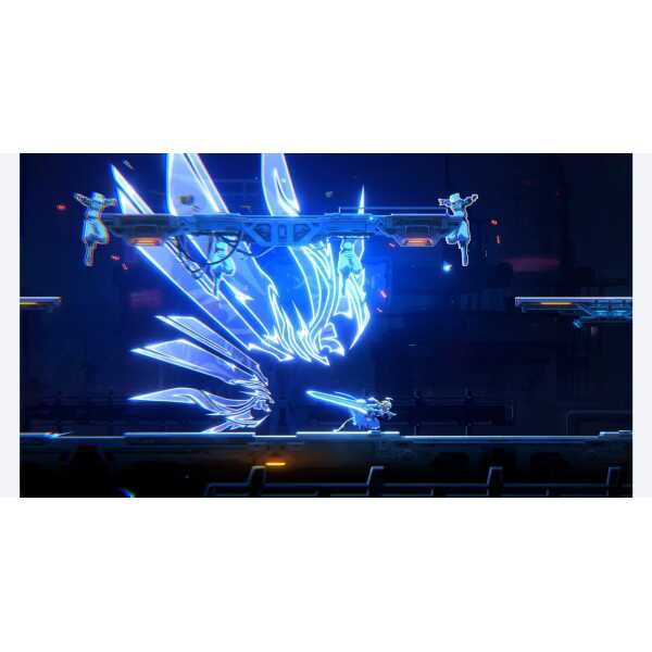 Dynamic scene from BlazBlue Entropy Effect X showcasing futuristic combat.