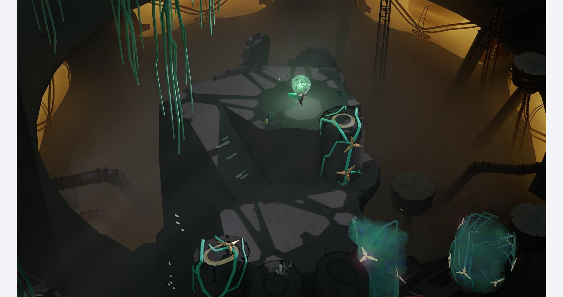 Futuristic laboratory with glowing devices and holograms.