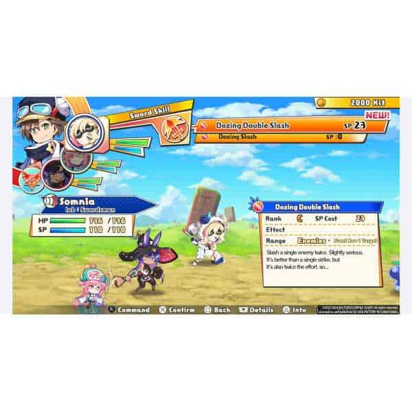 Calamity Angels gameplay screenshot showcasing characters and combat skills.