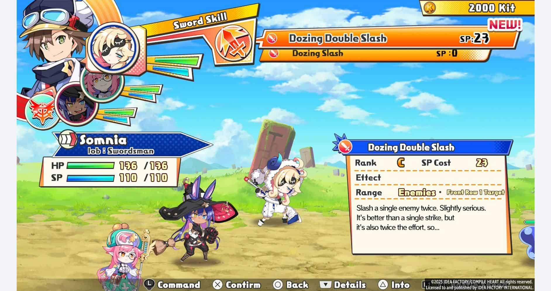 Calamity Angels gameplay screenshot showcasing characters and combat skills.