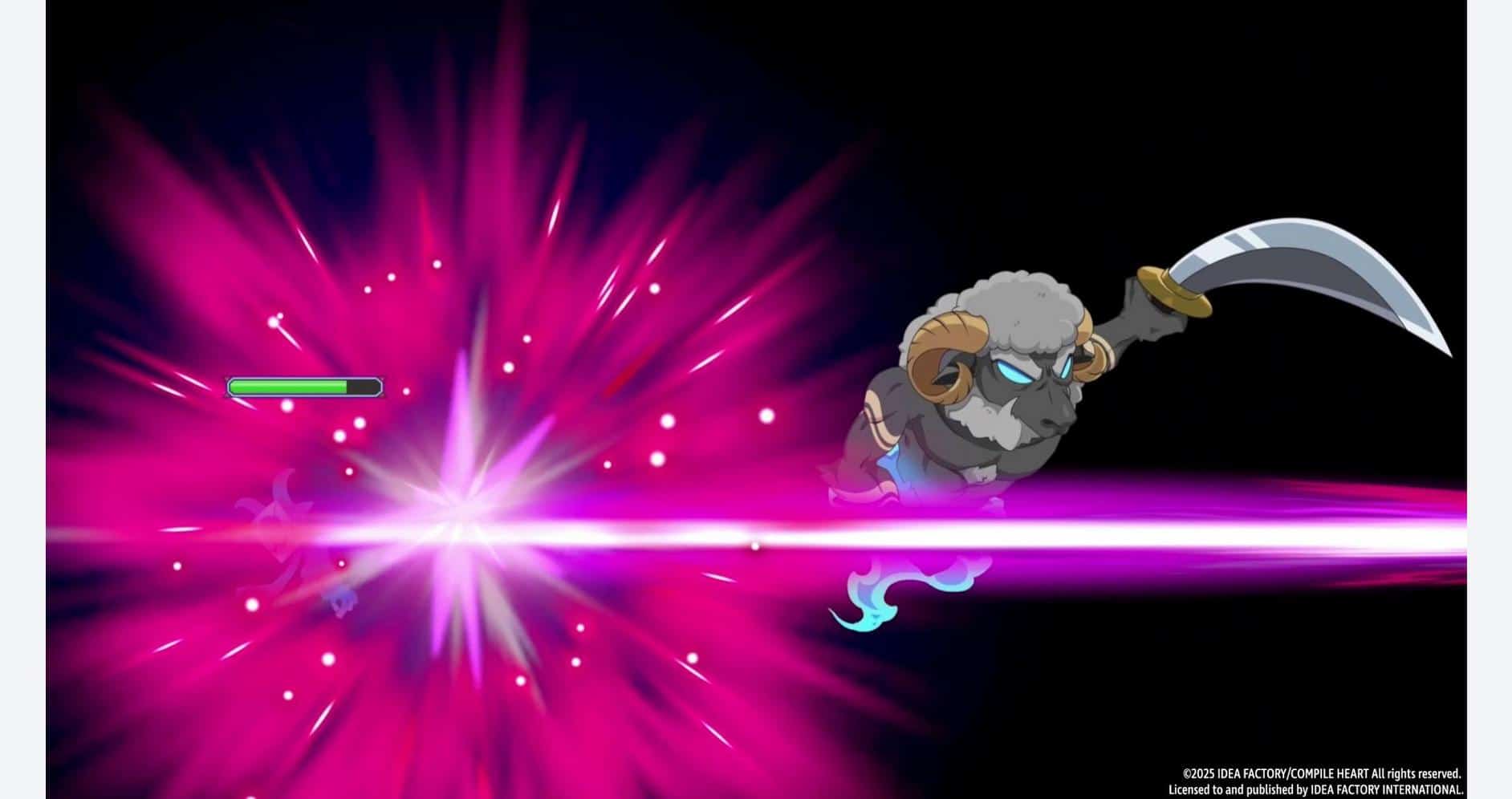 Calamity Angels character launching a special attack in a vibrant game scene.