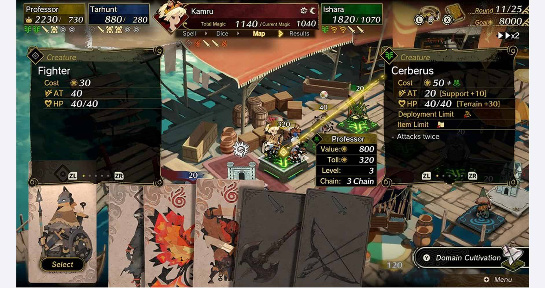 Strategic card game screenshot featuring characters and gameplay elements from Gameware.