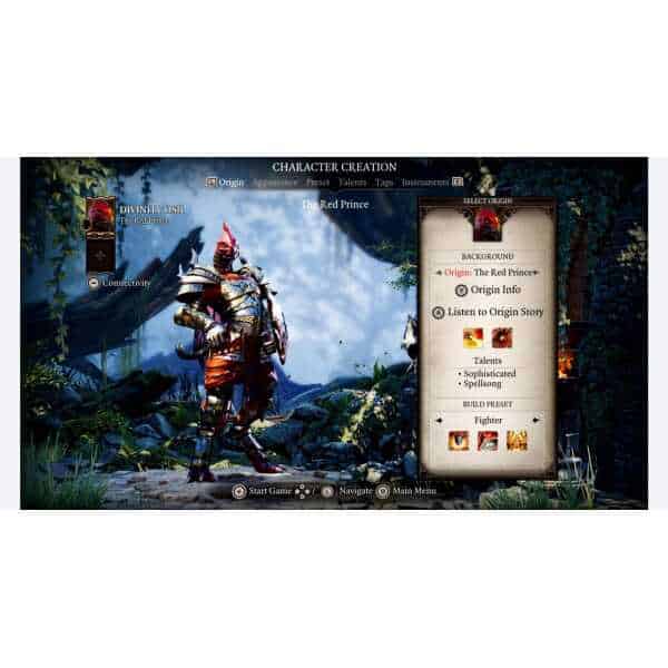 The Red Prince character creation screen from Divinity: Original Sin II.