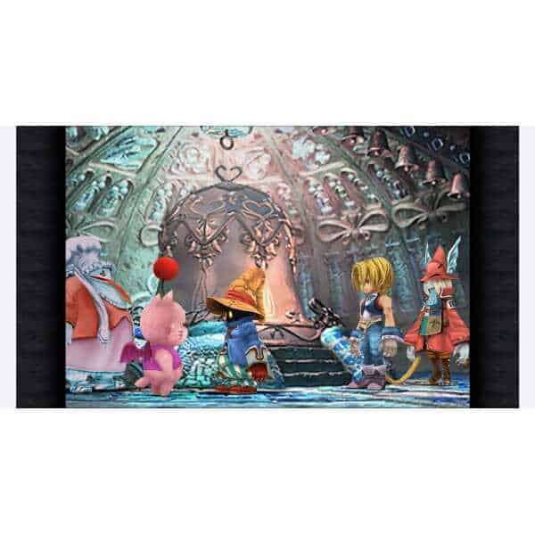 Final Fantasy IX characters in a mystical, ornate setting with vibrant colors.