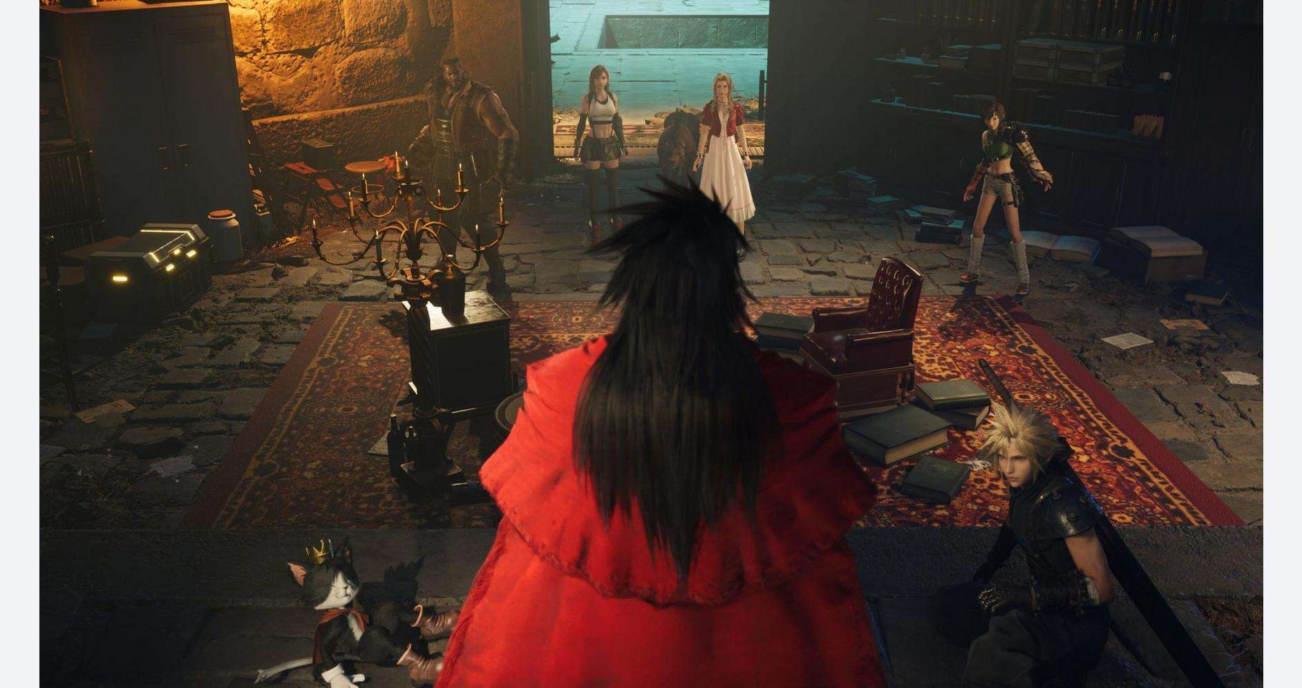 Remake and Rebirth characters in a dark, atmospheric setting.
