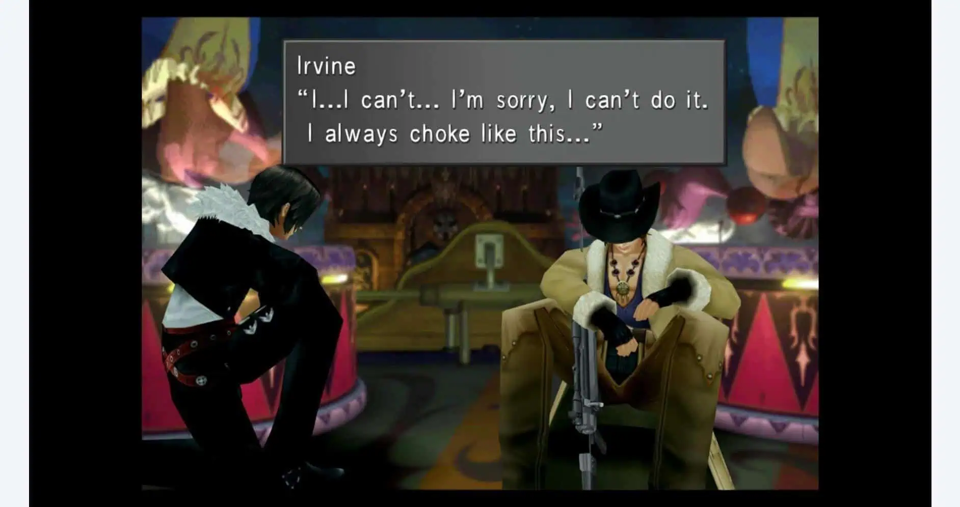 Characters from Final Fantasy VII & VIII in a cinematic scene from the remastered twin pack.