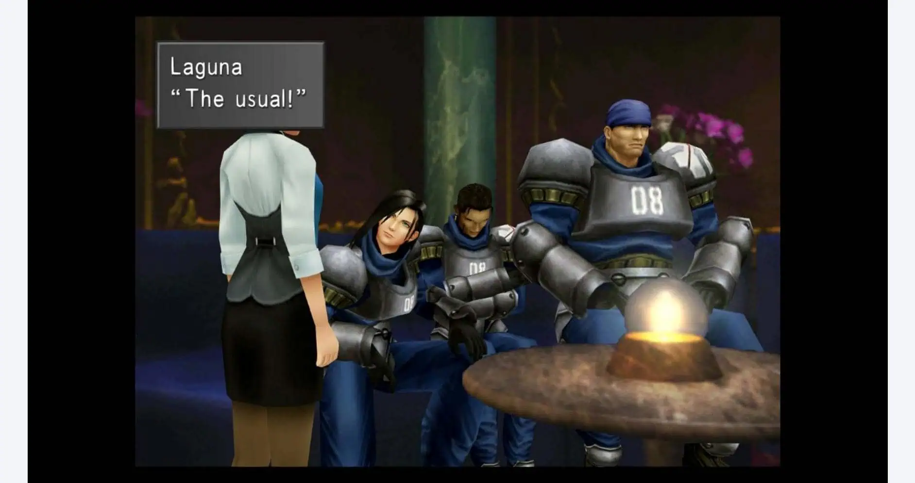 Group of characters from Final Fantasy VII & VIII in a scene from the remastered game.