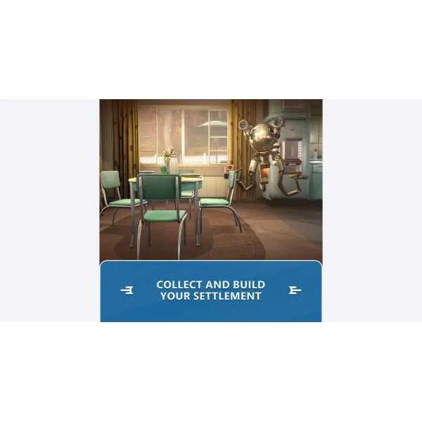 Fallout 4 Anniversary Edition settlement building with robot in a cozy room.