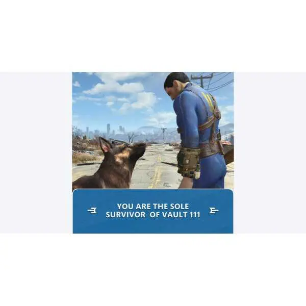 Fallout 4 Anniversary Edition screenshot of Vault 111 survivor and dog.