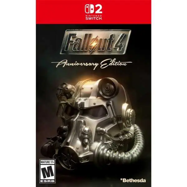 Fallout 4 Anniversary Edition cover art with a metallic helmet and gear.