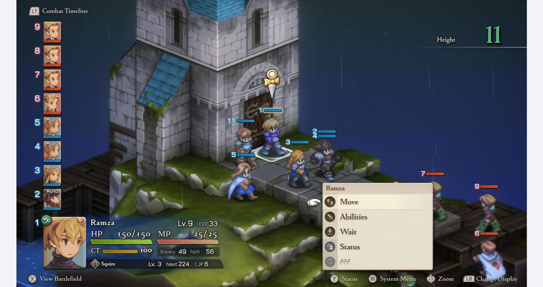 Gameplay screenshot from Final Fantasy Tactics Ivalice Chronicles showing tactical battle scene.