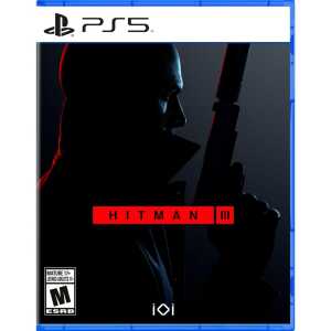 Stealthy silhouette of a character holding a gun for the Hitman III PS5 game cover.