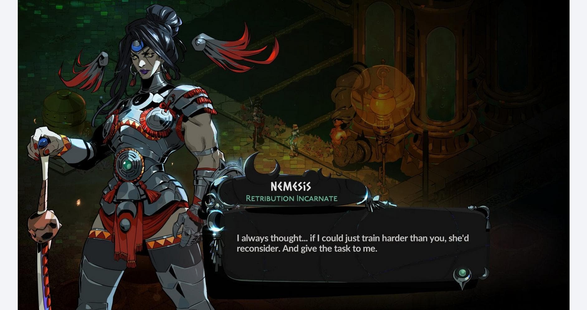 Hades II character from the game, showcasing detailed design and dark fantasy elements.