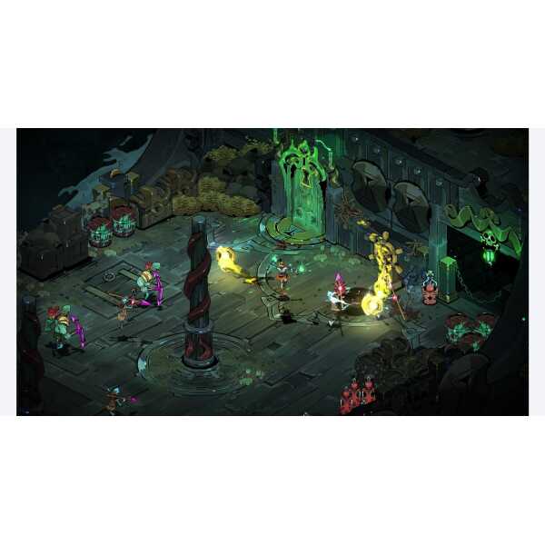 Dynamic scene from Hades II showcasing characters battling in a dark, mystical environment.
