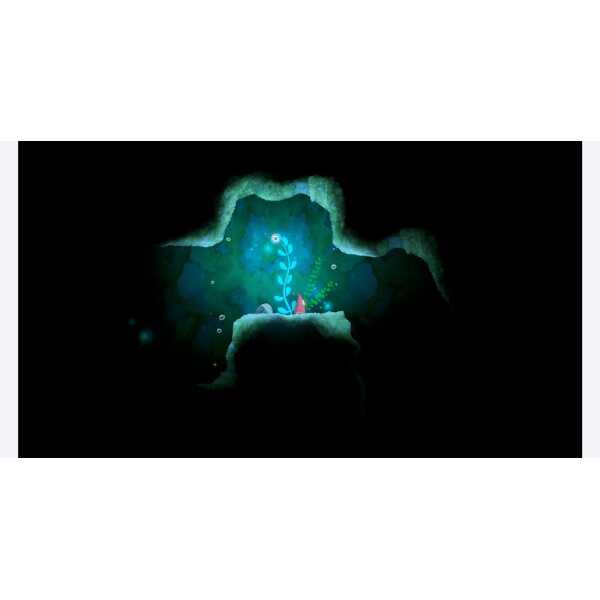 A lush, glowing plant growing in a dark, mysterious cave environment, emphasizing exploration and ad.