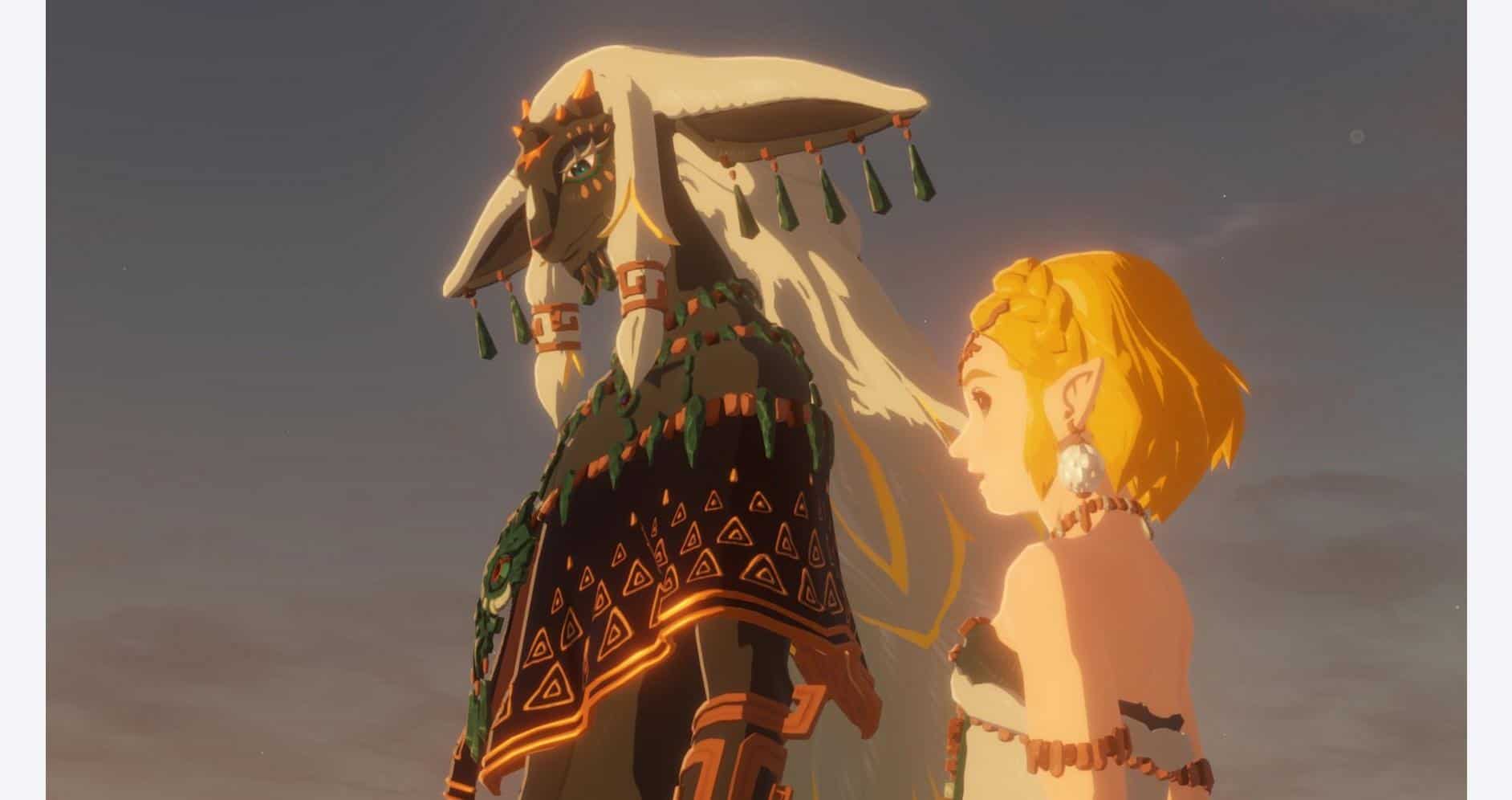 Hyrule Warriors Age of Imprisonment game scene featuring a large, armored boss and a young hero with.