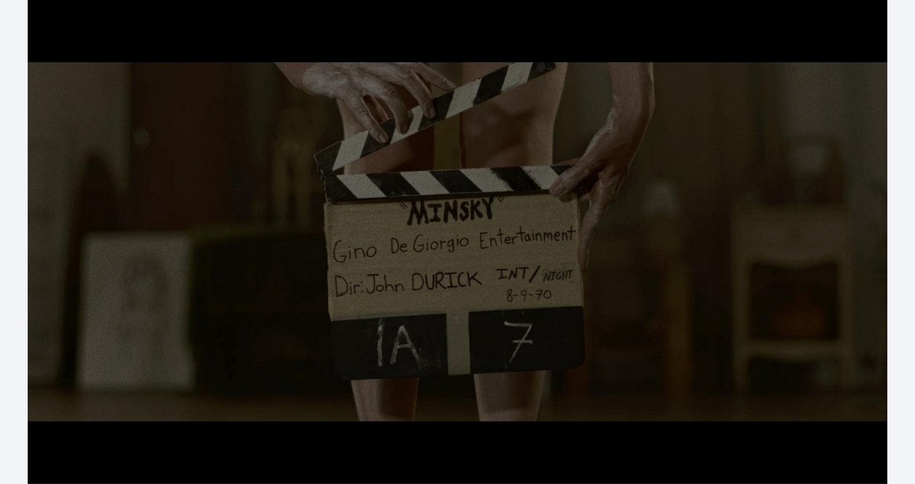 Clapperboard from the film "IMMORTALITY" by Gameware, featuring crew details and scene info.