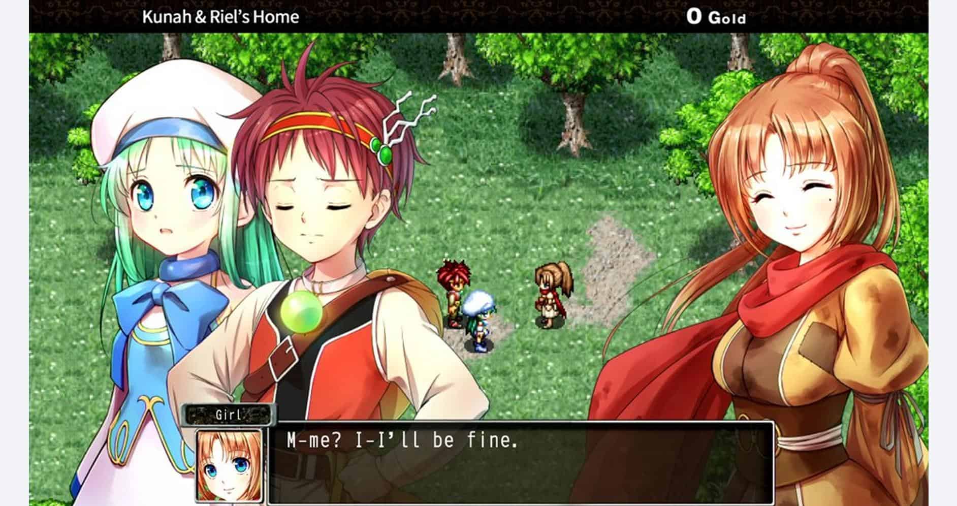Characters from KEMCO RPG Selection Vol. 3 in a lush forest scene.