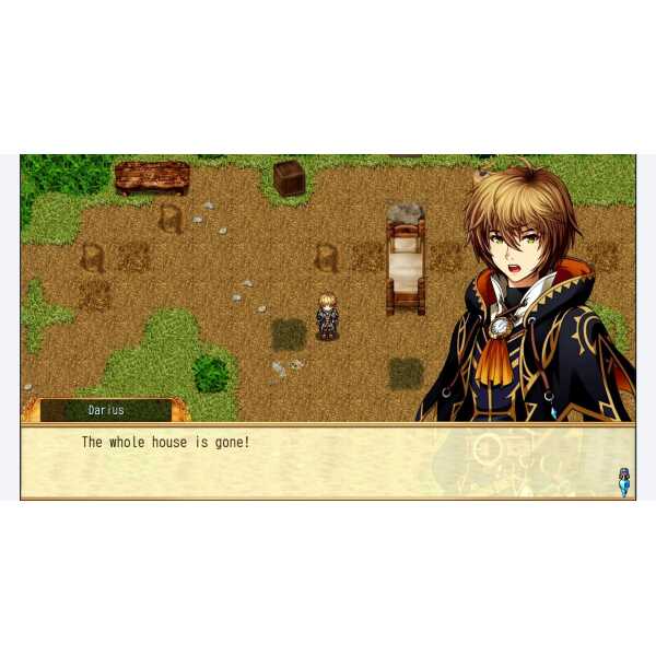 RPG game scene with character Darius in a pixel art environment.