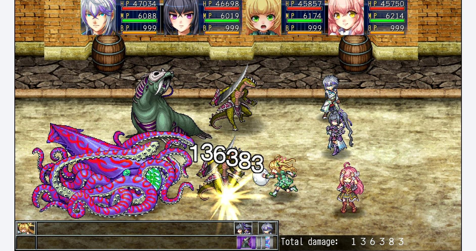 Classic turn-based RPG battle scene from KEMCO's game collection.