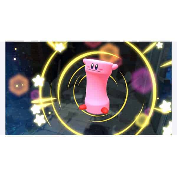 Kirby in Star-Crossed World with glowing stars and magical effects.