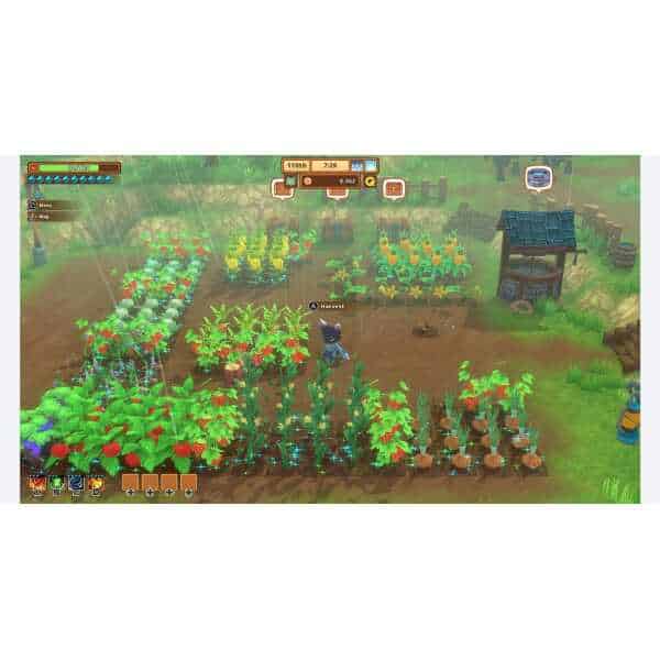 Fresh vegetable garden in a farming simulation game, featuring lush crops and vibrant greenery.