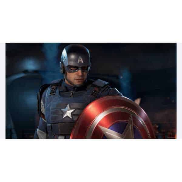 Captain America in full costume holding his shield, ready for battle.