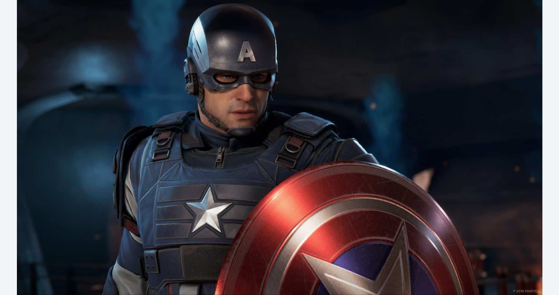 Captain America in full costume holding his shield, ready for battle.