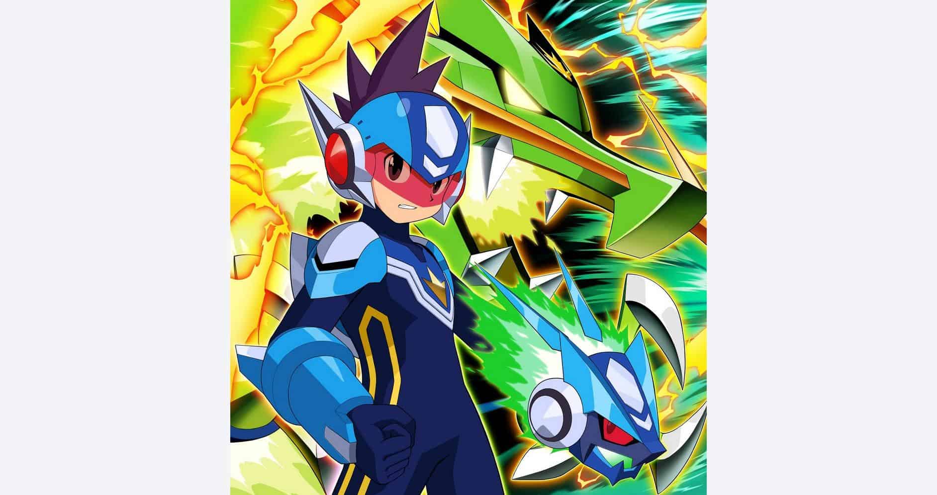 Mega Man and Mega Man V in Mega Man Star Force Legacy Collection game art.