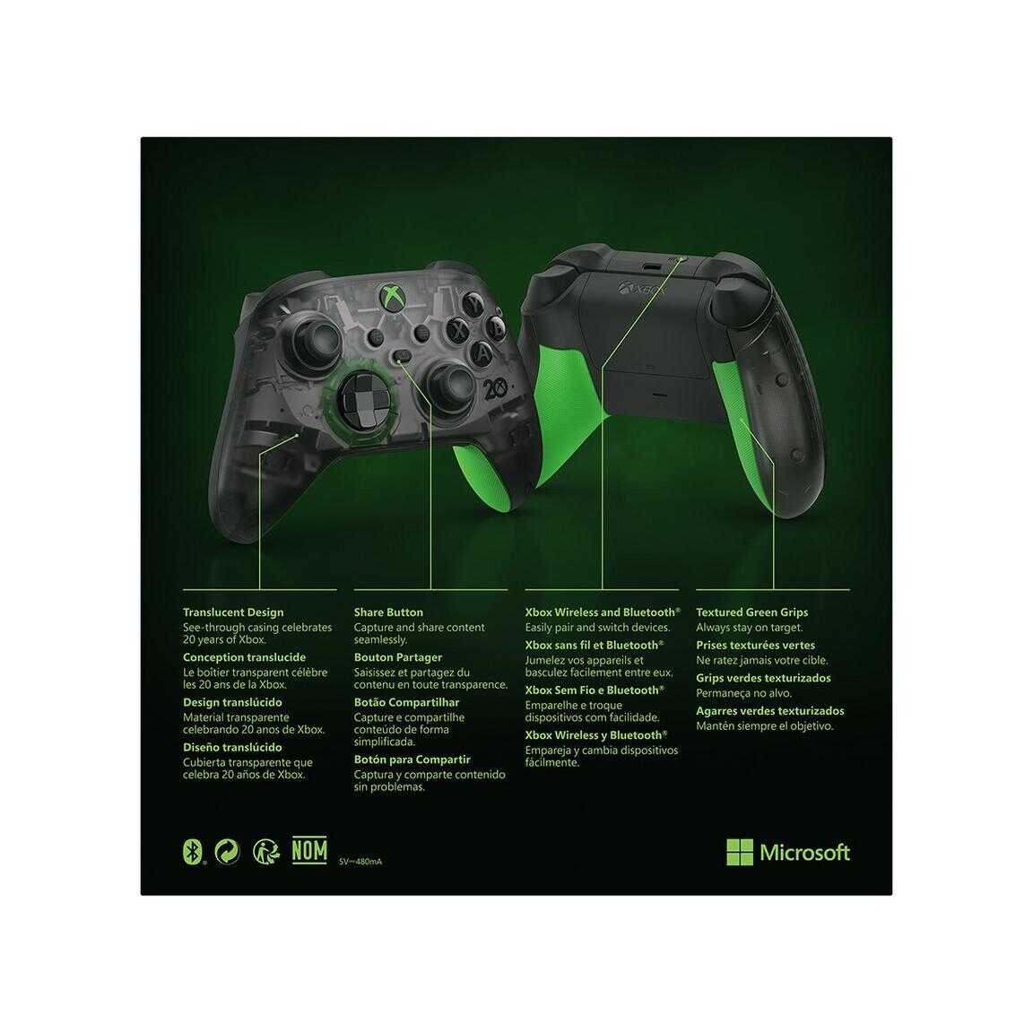 Xbox Series X Wireless Controller 20th Anniversary Edition with green accents.