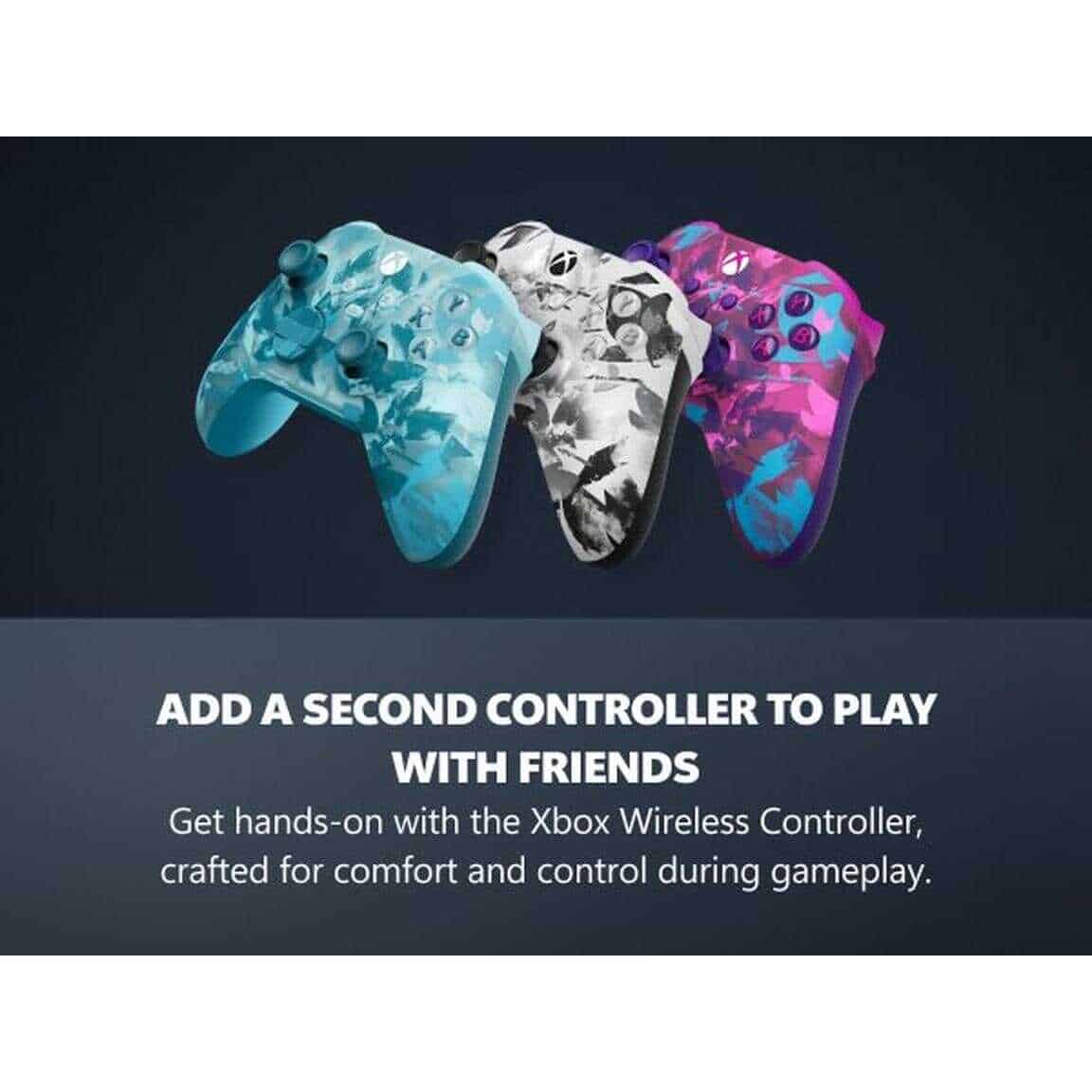 Colorful Xbox controllers for Xbox Series S console gaming.