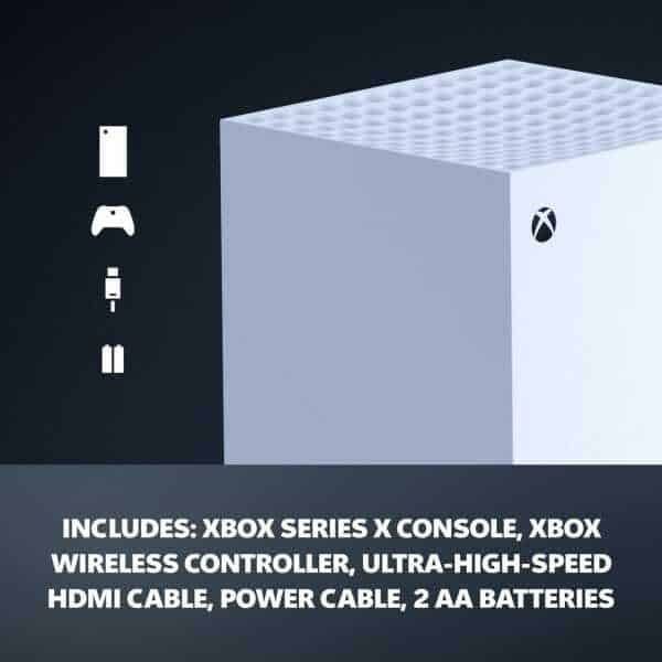 Xbox Series X 1TB All-Digital Console with accessories on a black background.