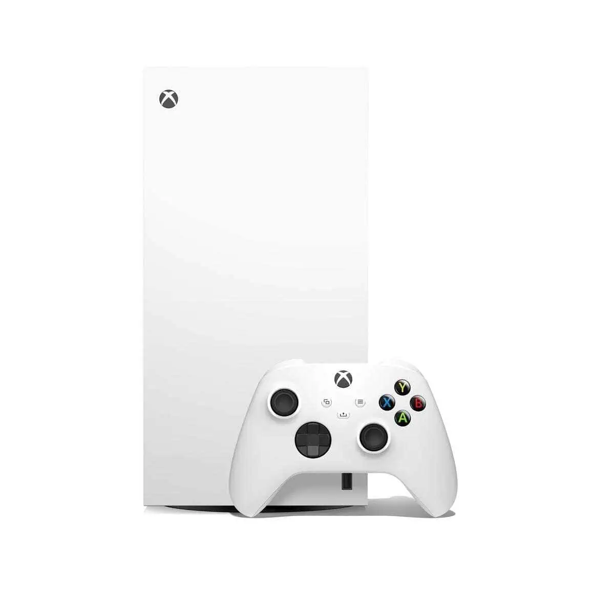 Xbox Series X 1TB All-Digital Console with white controller and matching console.