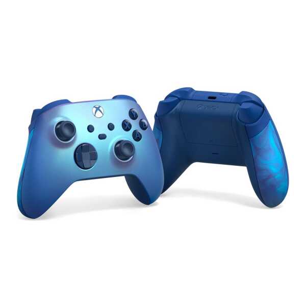 Xbox Series X Aqua Shift wireless controller with matching back grip.