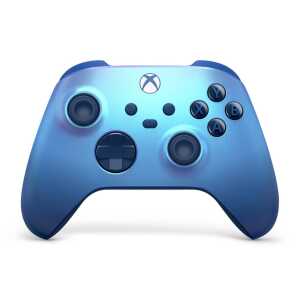 Aqua Shift Xbox Series X wireless controller with blue accents.