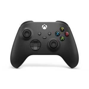 Black Xbox Series X wireless controller with colorful buttons.