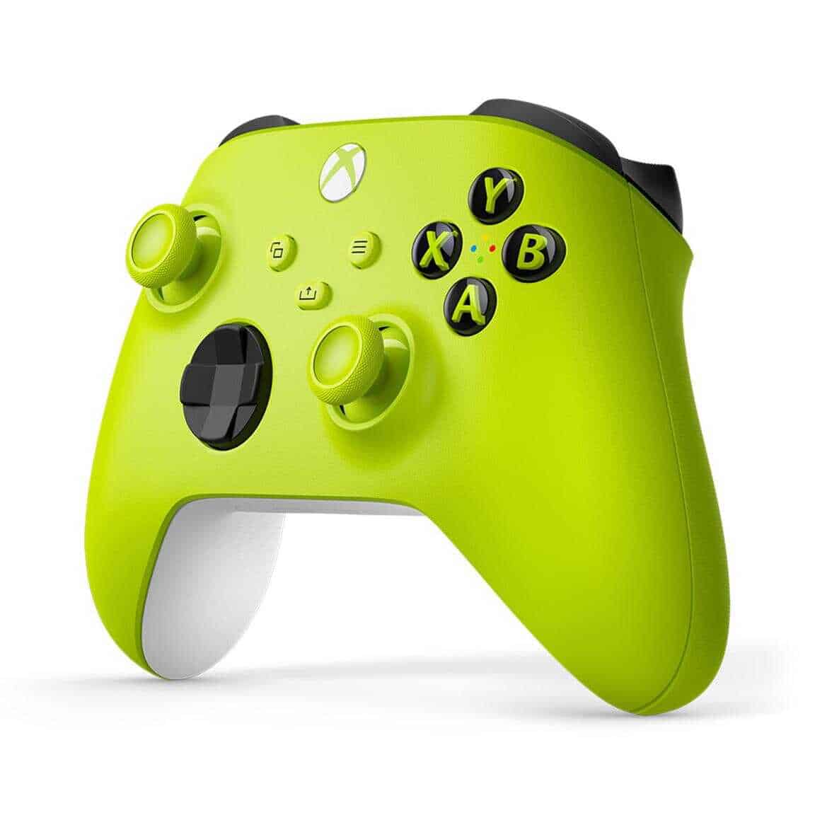 Xbox Series X Wireless Controller in Electric Volt color with textured grips.