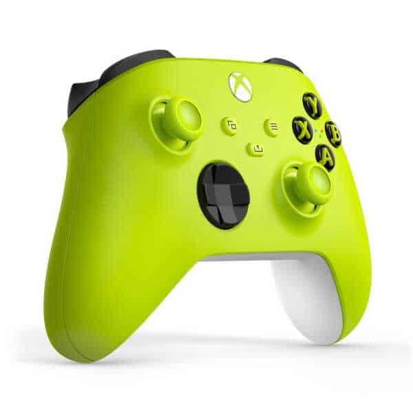 Xbox Series X Wireless Controller in Electric Volt color with black accents.