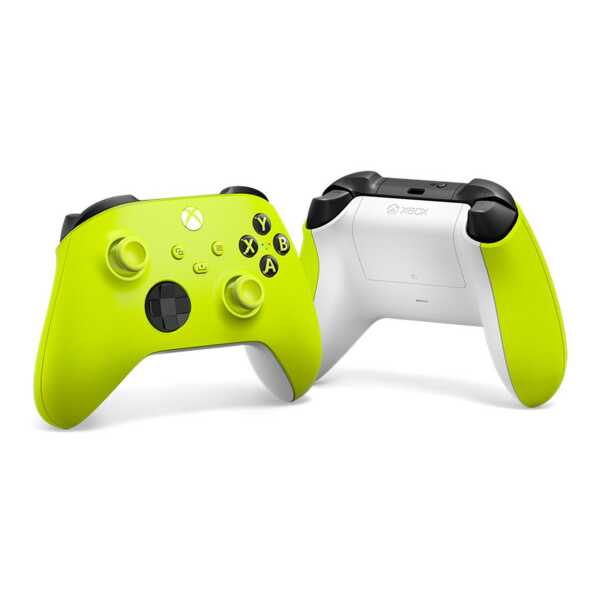 Xbox Series X wireless controller in Electric Volt color with black accents.