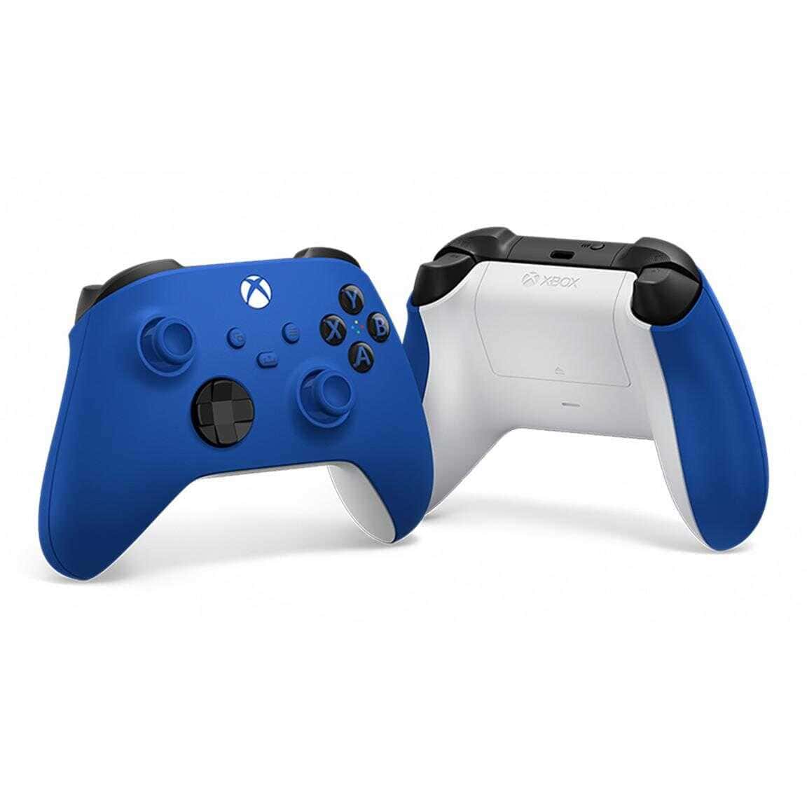 Xbox Series X Shock Blue wireless controller for gaming.