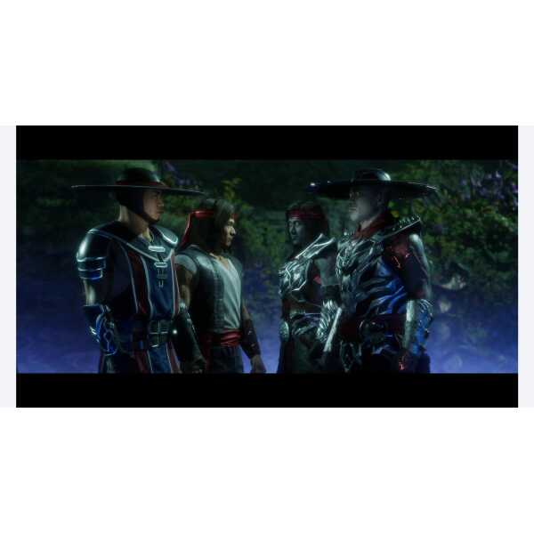 A modern fantasy scene featuring four characters in elaborate costumes and wide-brimmed hats, set in.