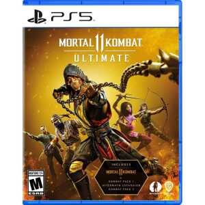 Mortal Kombat 11 Ultimate PS5 game cover with iconic characters and dynamic action scene.