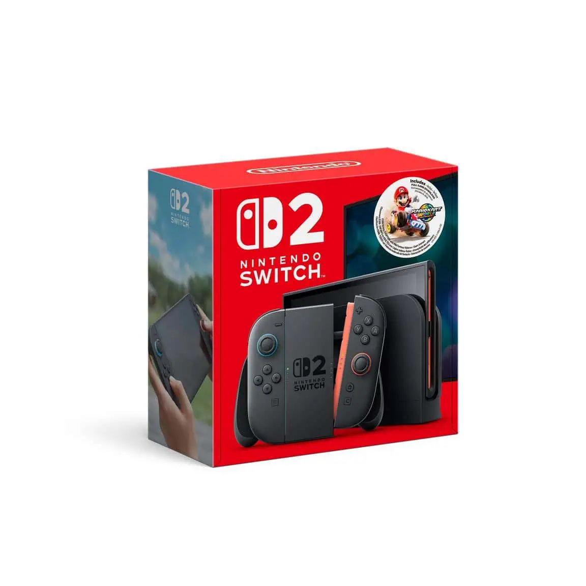 Nintendo Switch 2 console with Joy-Con controllers and Mario Kart game bundle. Perfect for gaming en.