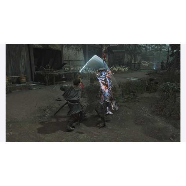 Onimusha game scene with characters fighting in a dark village setting.